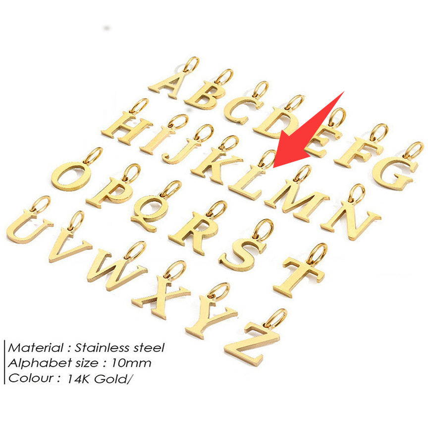 26-letter Hanging Stainless Steel Letter Necklace