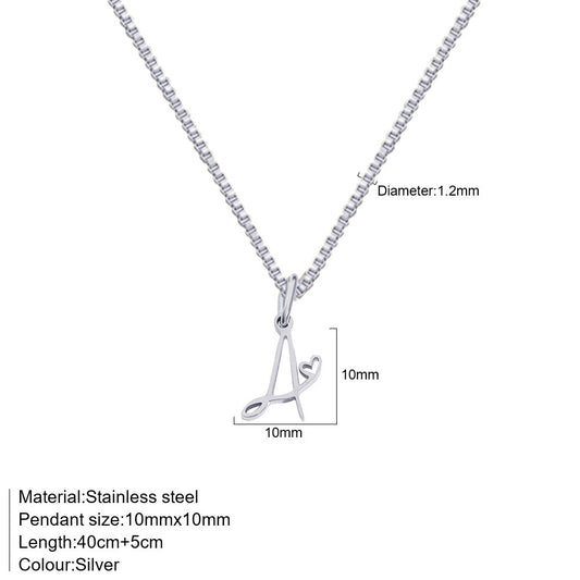 26 Love Letters Titanium Steel Pendants Necklace