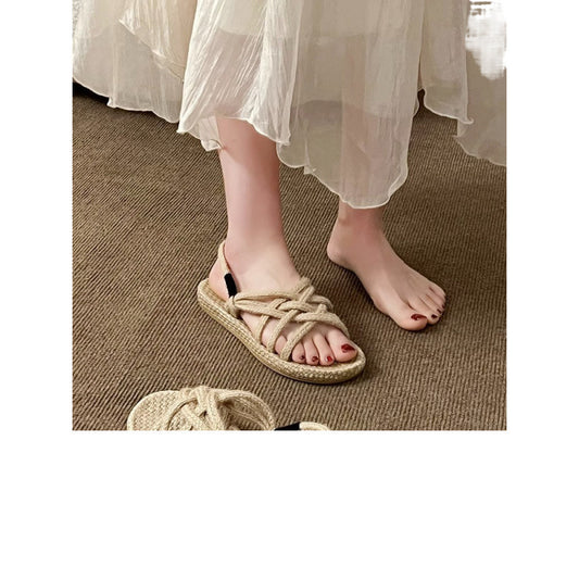 Braided Hemp Rope Sandals Female Student All-matching