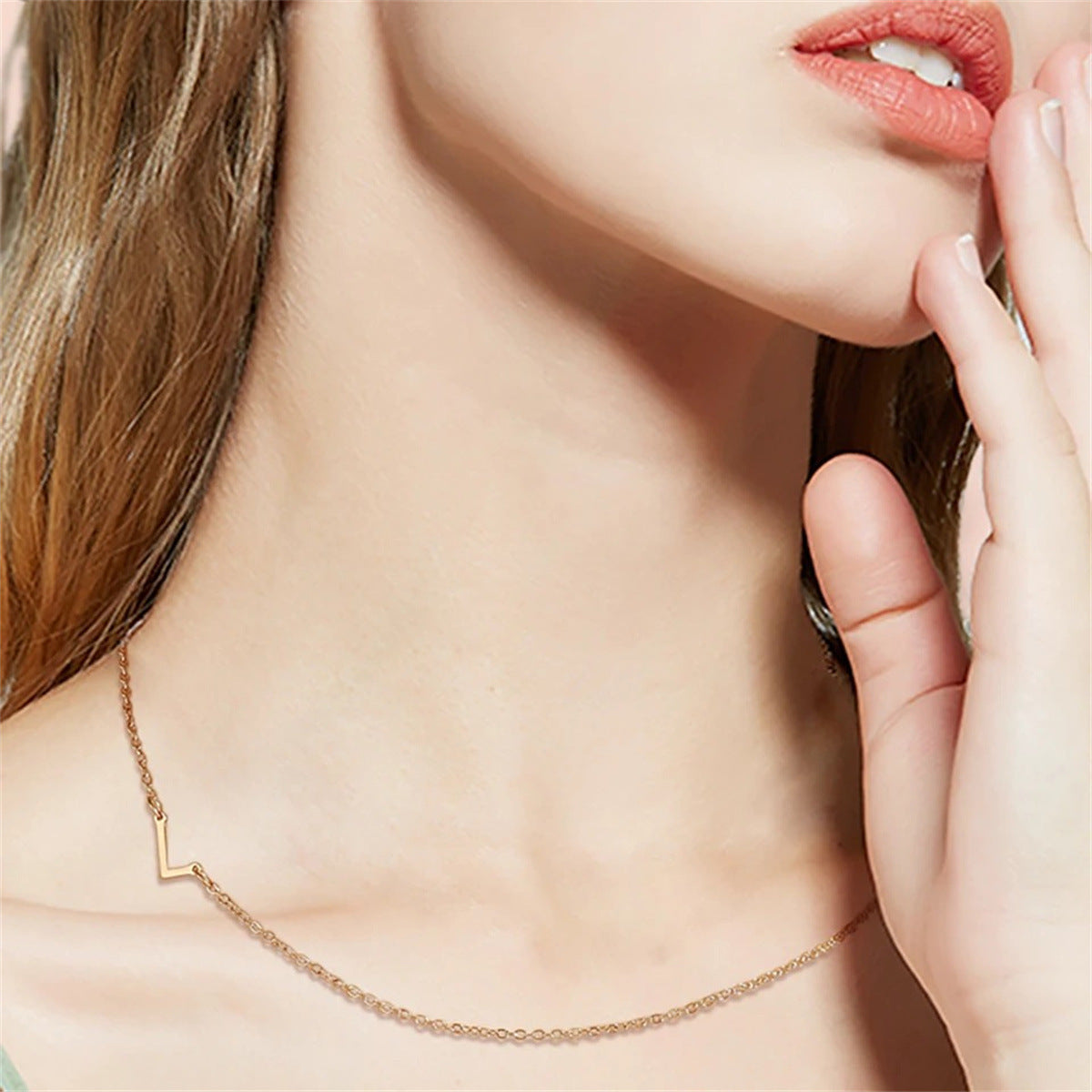 Women's 26 Initial Letter Necklace Simple Clavicle Chain