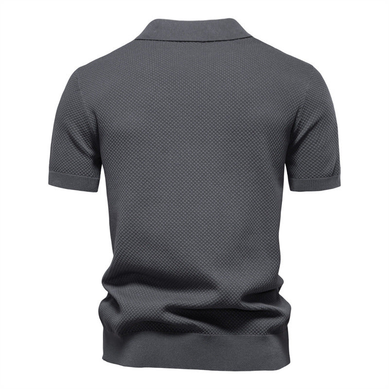 Pineapple Pattern Woolen Polo Shirt Men's Short Sleeve