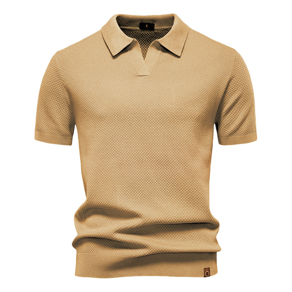 Pineapple Pattern Woolen Polo Shirt Men's Short Sleeve