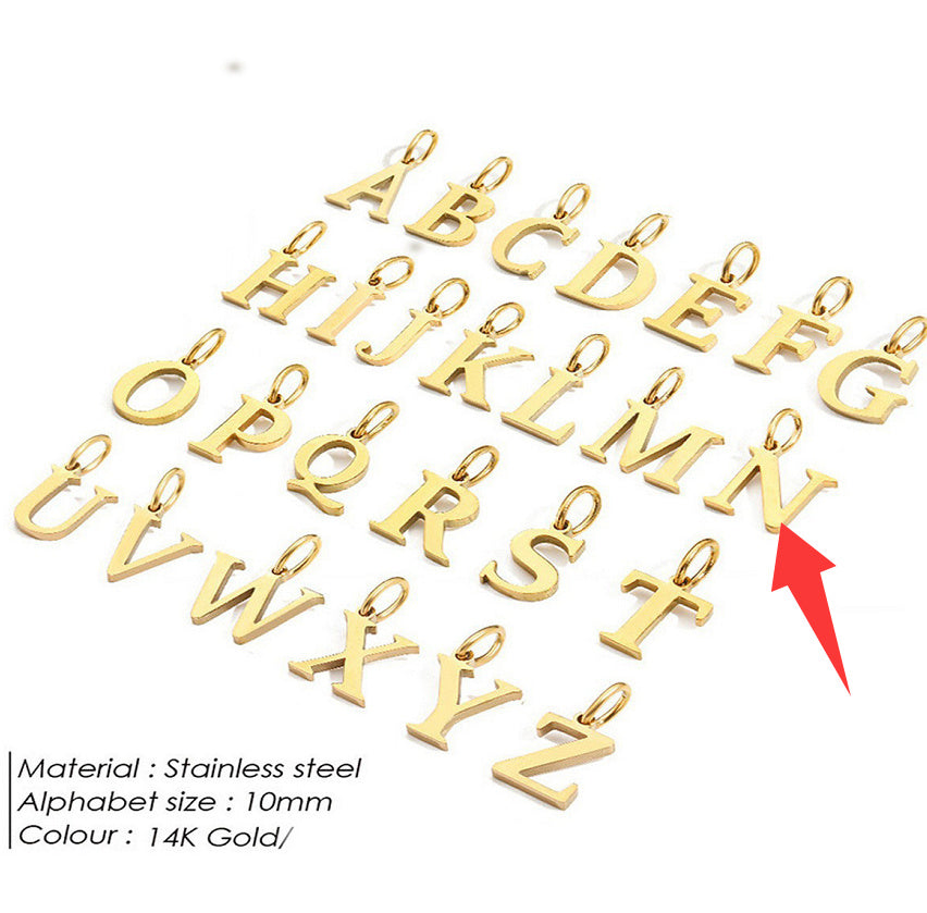 26-letter Hanging Stainless Steel Letter Necklace