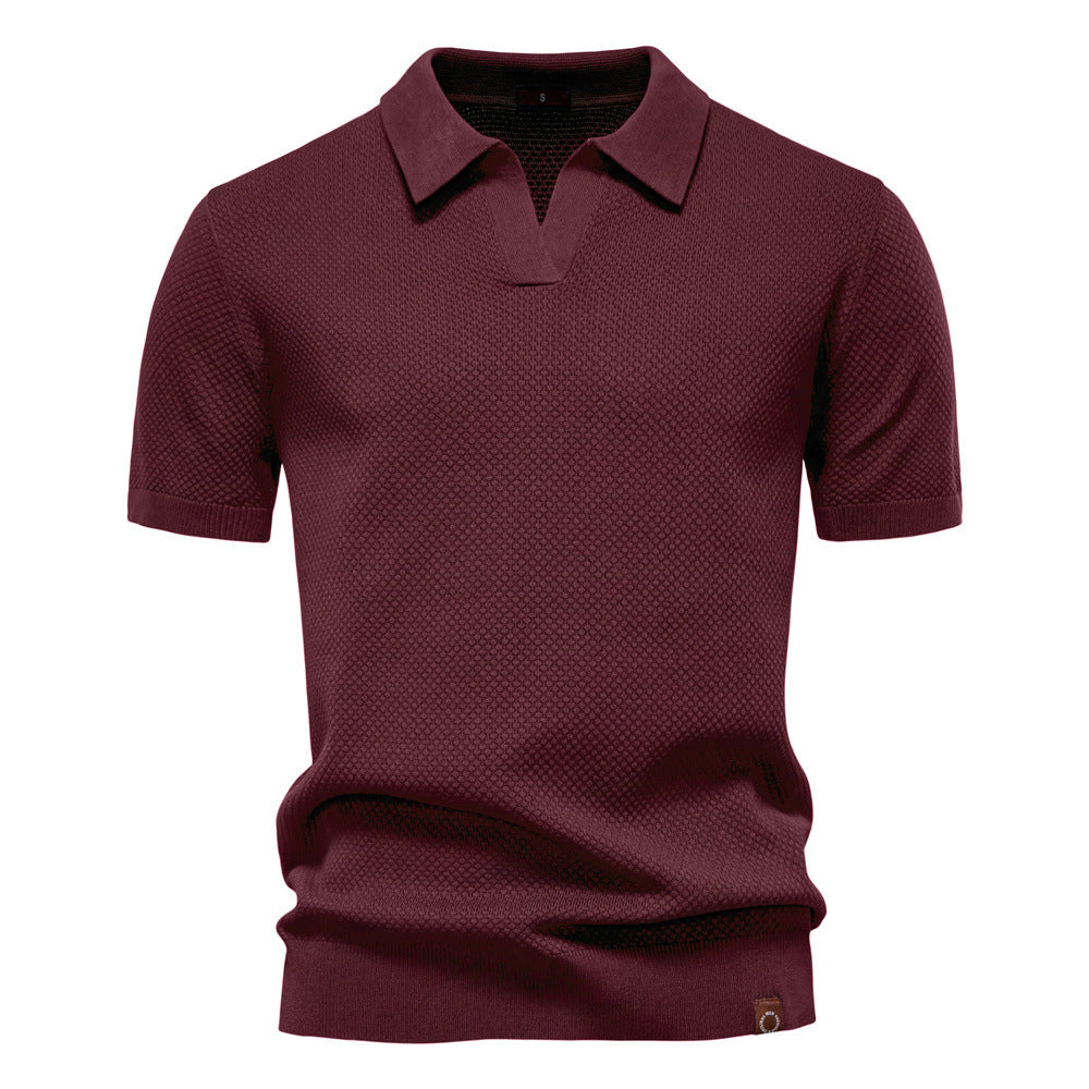 Pineapple Pattern Woolen Polo Shirt Men's Short Sleeve