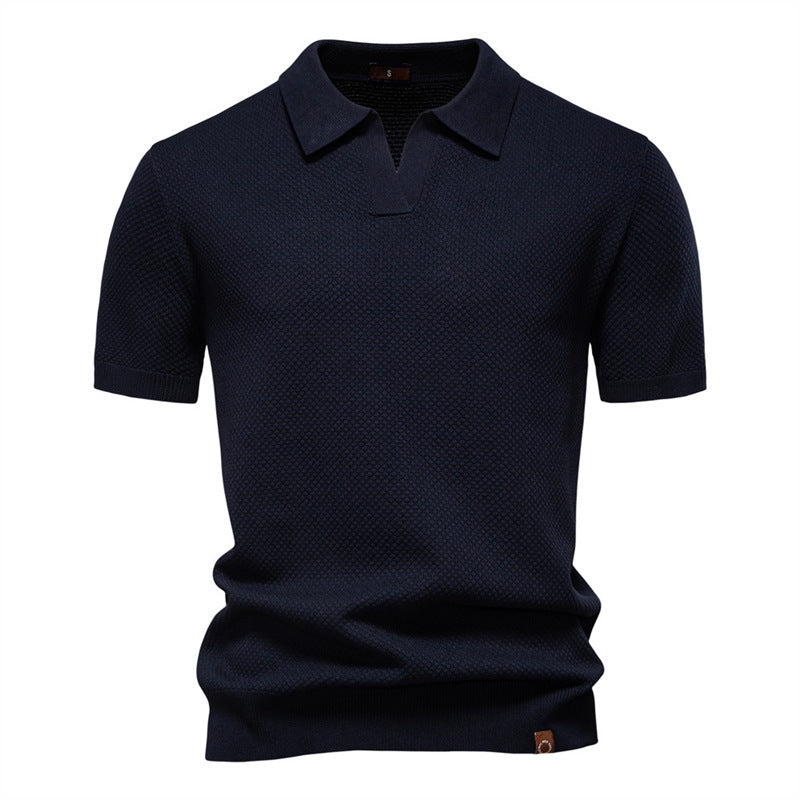 Pineapple Pattern Woolen Polo Shirt Men's Short Sleeve