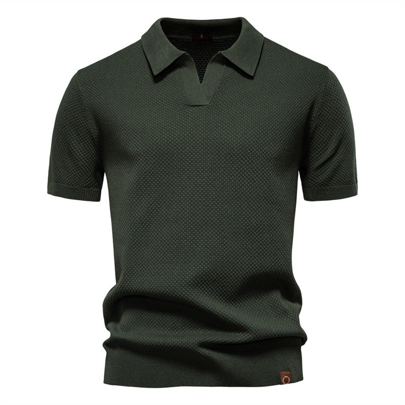 Pineapple Pattern Woolen Polo Shirt Men's Short Sleeve