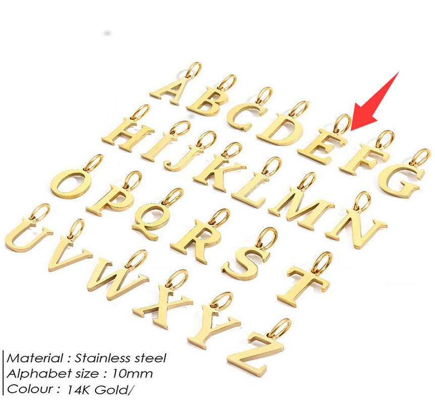 26-letter Hanging Stainless Steel Letter Necklace