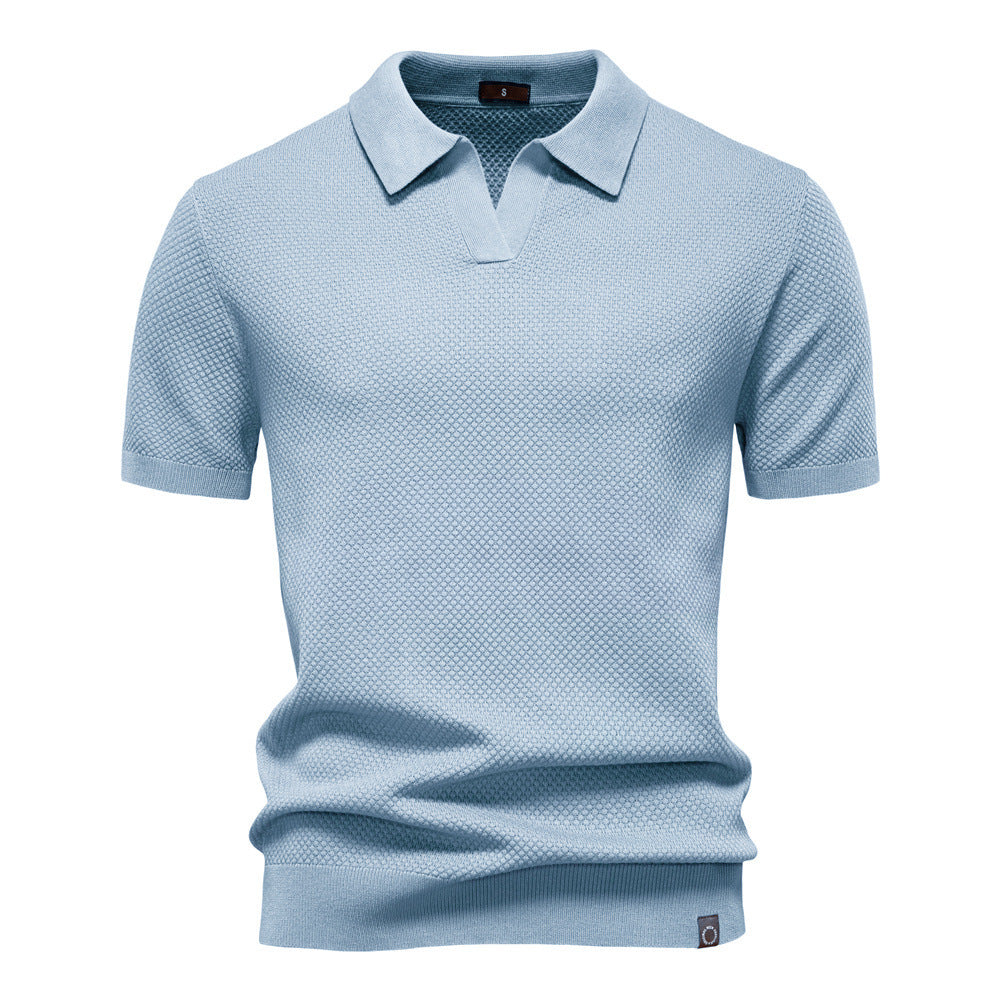 Pineapple Pattern Woolen Polo Shirt Men's Short Sleeve