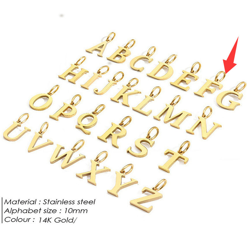 26-letter Hanging Stainless Steel Letter Necklace