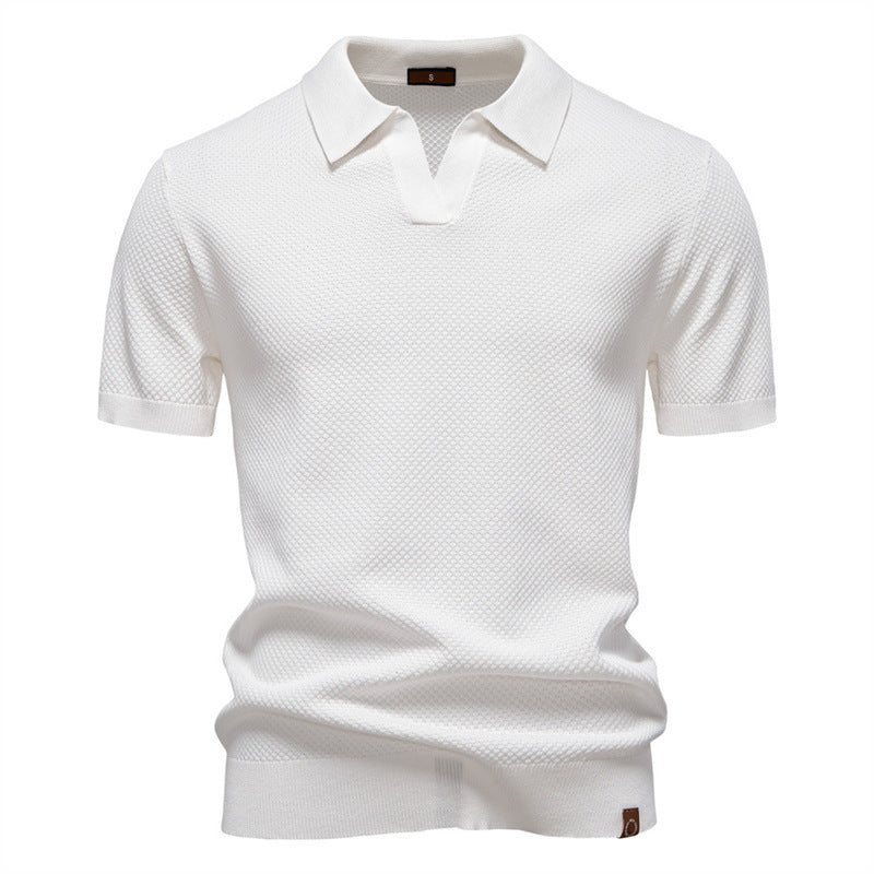 Pineapple Pattern Woolen Polo Shirt Men's Short Sleeve