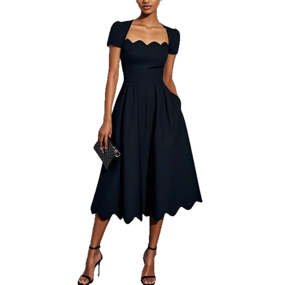 European And American Square Collar Dress