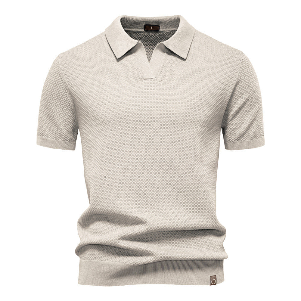 Pineapple Pattern Woolen Polo Shirt Men's Short Sleeve