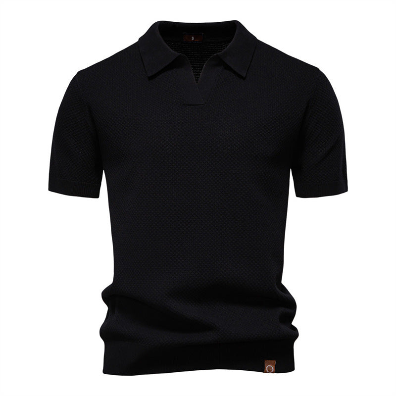 Pineapple Pattern Woolen Polo Shirt Men's Short Sleeve