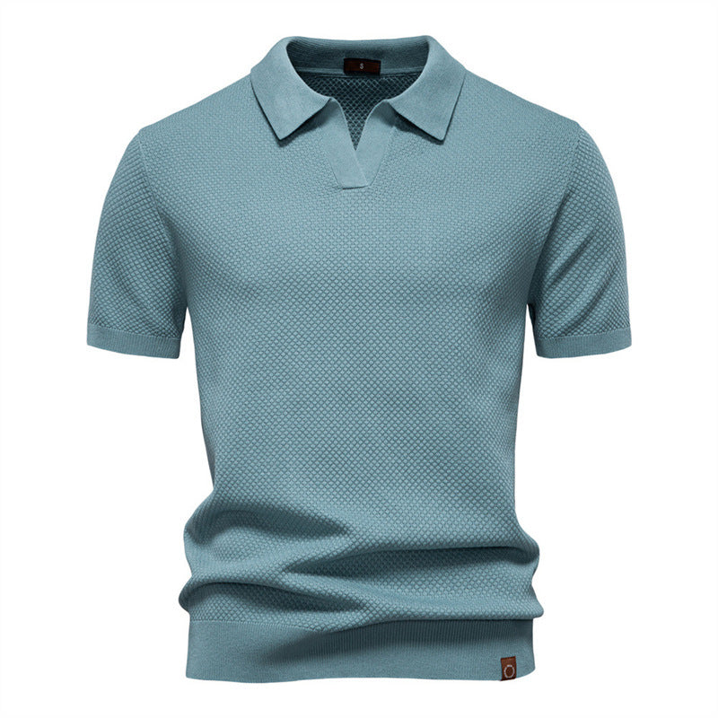 Pineapple Pattern Woolen Polo Shirt Men's Short Sleeve