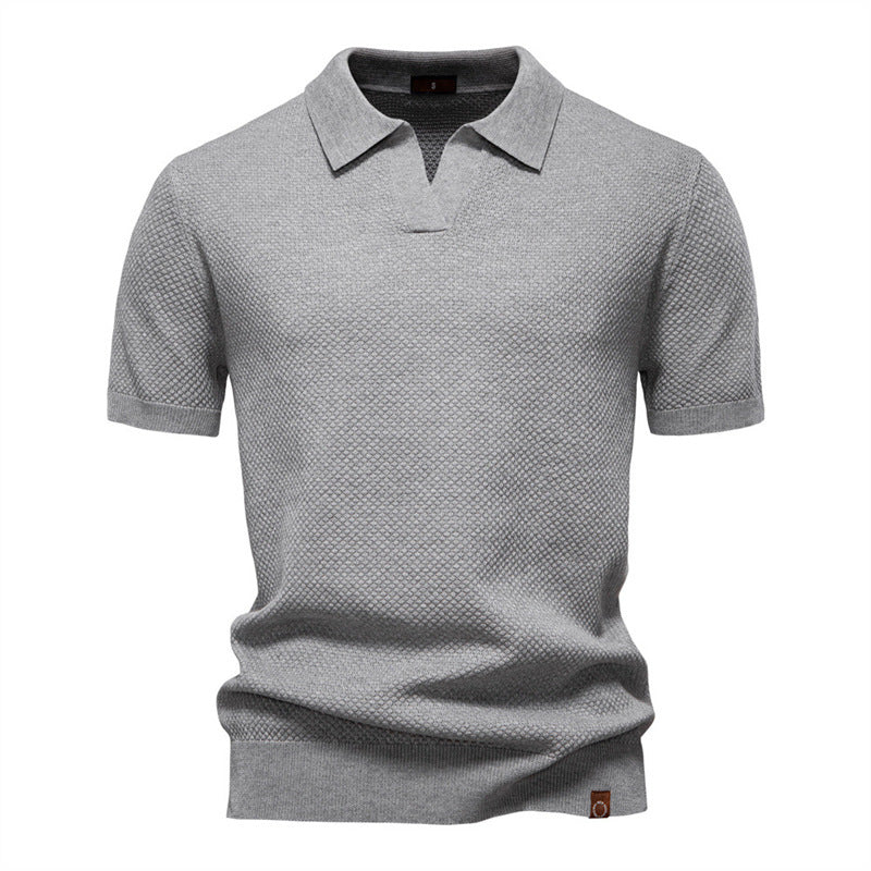 Pineapple Pattern Woolen Polo Shirt Men's Short Sleeve