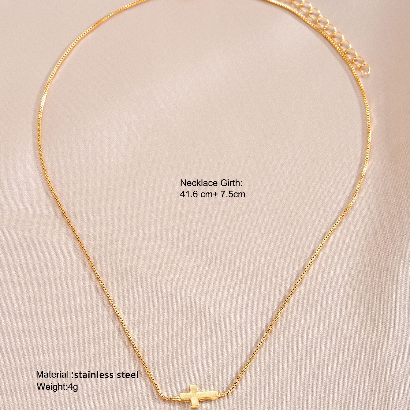 Popular Stainless Steel Cross Shelf Necklace Women's Adjustable
