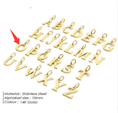 26-letter Hanging Stainless Steel Letter Necklace