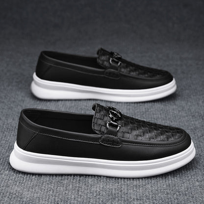 Fashion Retro Men's British Style Low-top Slip-on Small Leather Shoes