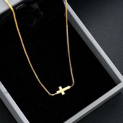 Popular Stainless Steel Cross Shelf Necklace Women's Adjustable