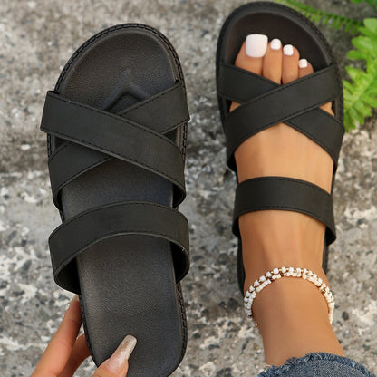 Platform Slippers Women's Cross Sandals
