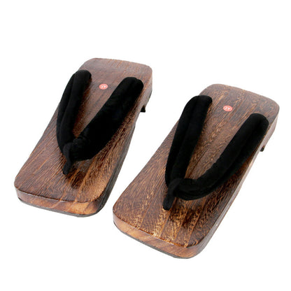 Flat Heel Burnt Paulownia Men's Clogs Slippers