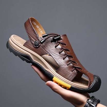 Men's Summer Outdoor Leather Large Size Beach Sandals