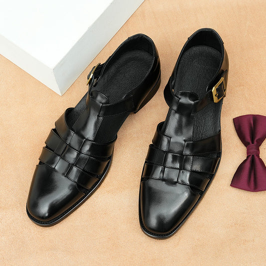 Genuine Leather Retro Fashion Business Summer Breathable Men's Shoes