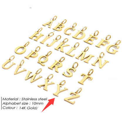 26-letter Hanging Stainless Steel Letter Necklace