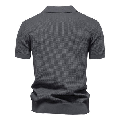 Pineapple Pattern Woolen Polo Shirt Men's Short Sleeve