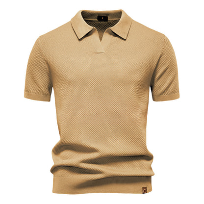 Pineapple Pattern Woolen Polo Shirt Men's Short Sleeve
