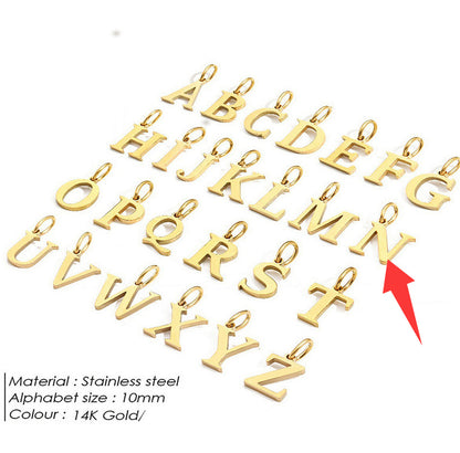 26-letter Hanging Stainless Steel Letter Necklace