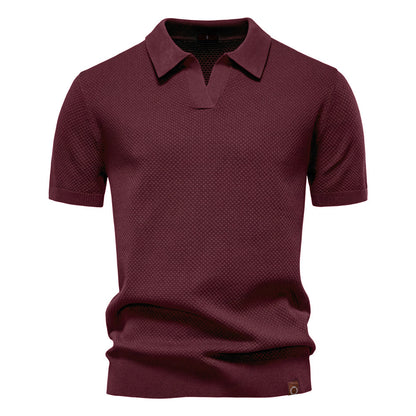 Pineapple Pattern Woolen Polo Shirt Men's Short Sleeve