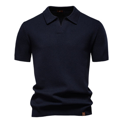 Pineapple Pattern Woolen Polo Shirt Men's Short Sleeve