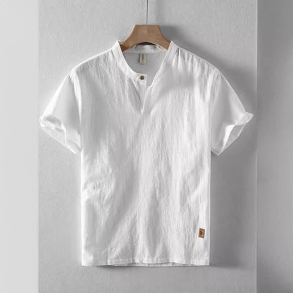 Retro Breathable Casual Summer Men's Linen Short Sleeve Shirt
