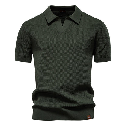 Pineapple Pattern Woolen Polo Shirt Men's Short Sleeve