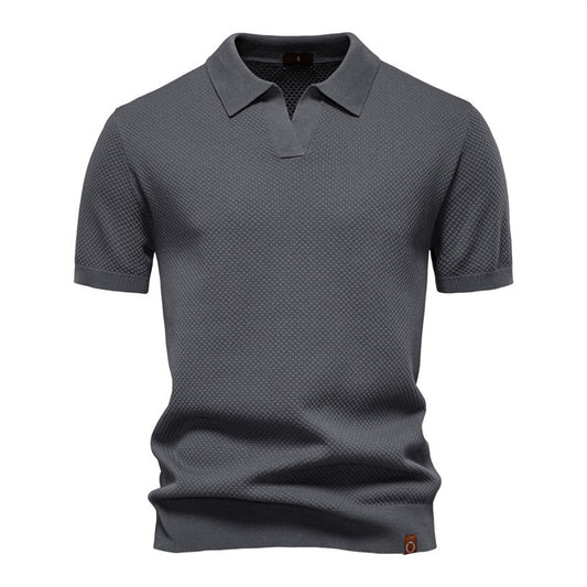 Pineapple Pattern Woolen Polo Shirt Men's Short Sleeve