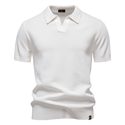 Pineapple Pattern Woolen Polo Shirt Men's Short Sleeve