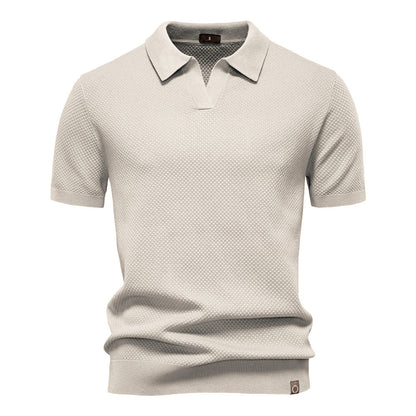 Pineapple Pattern Woolen Polo Shirt Men's Short Sleeve