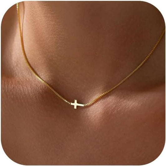 Popular Stainless Steel Cross Shelf Necklace Women's Adjustable