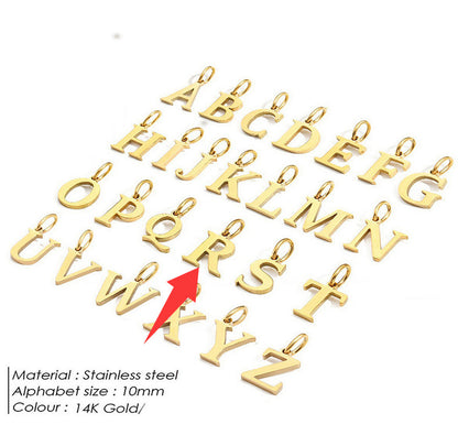 26-letter Hanging Stainless Steel Letter Necklace