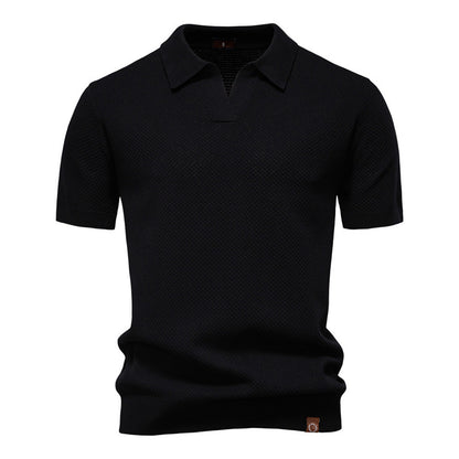 Pineapple Pattern Woolen Polo Shirt Men's Short Sleeve