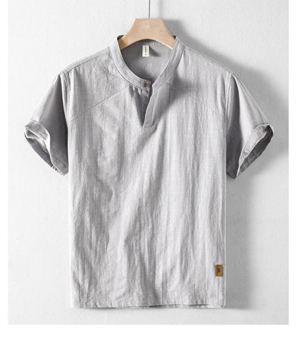 Retro Breathable Casual Summer Men's Linen Short Sleeve Shirt