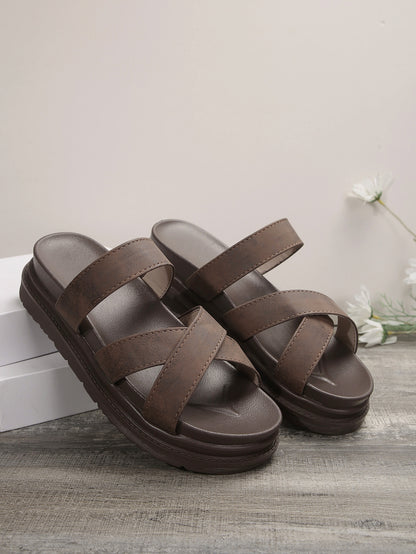 Platform Slippers Women's Cross Sandals