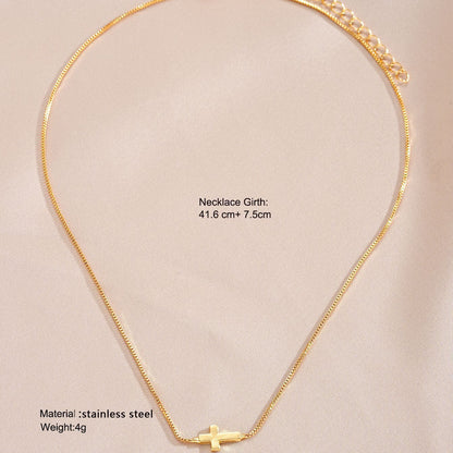 Popular Stainless Steel Cross Shelf Necklace Women's Adjustable
